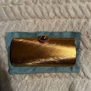 Vintage Rodo Brushed Aged Gold Clutch Purse